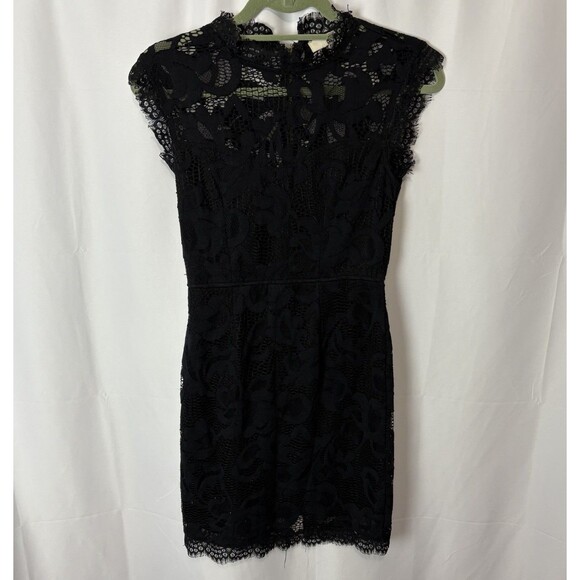 SANS SOUCI Size S Black High Neck Lace Overlay Sleeveless Dress Party Sexy Sweet - Picture 1 of 8